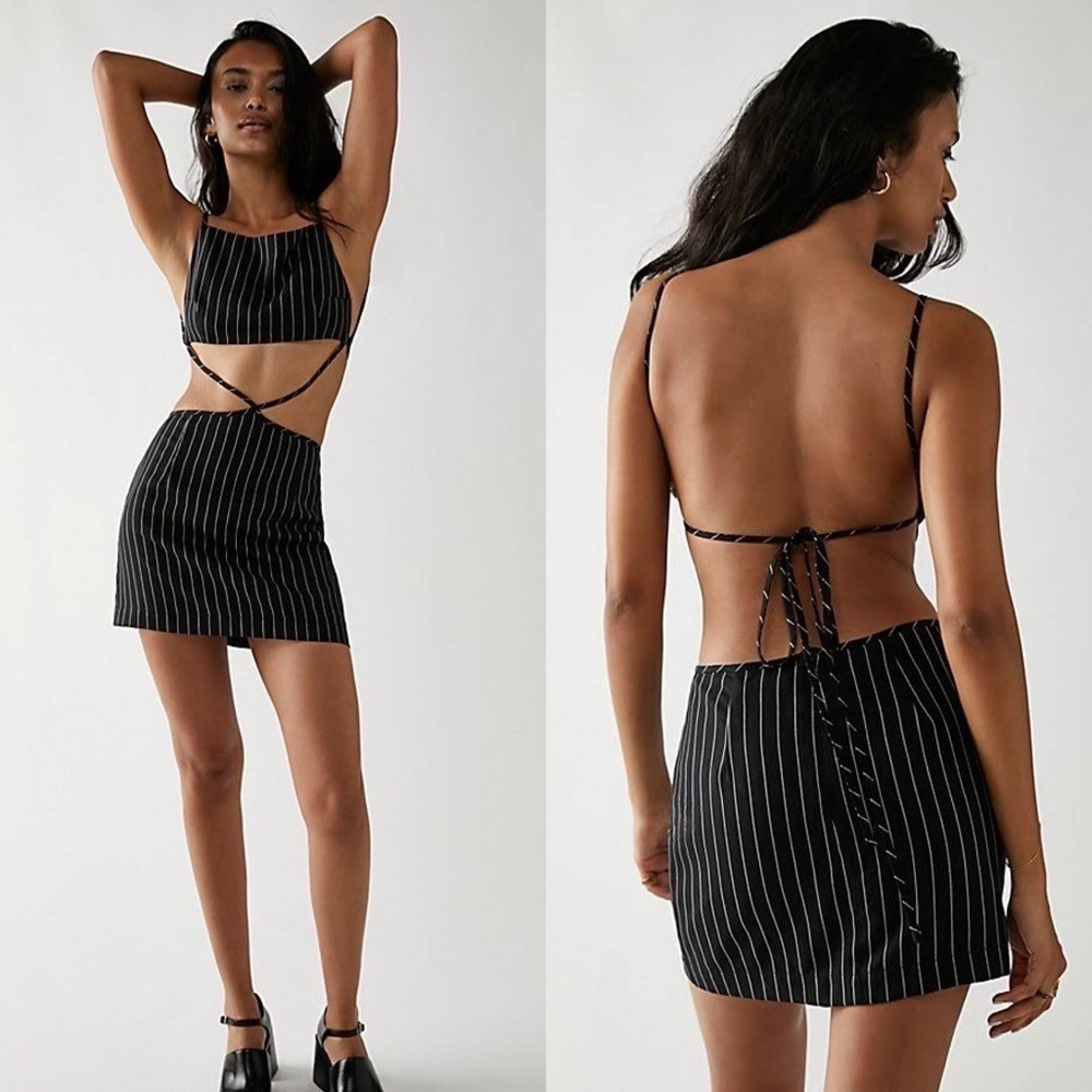 REVOLVE Hansen + Gretel Silas Suit Dress - Black/White Pinstripe - NWT - Large